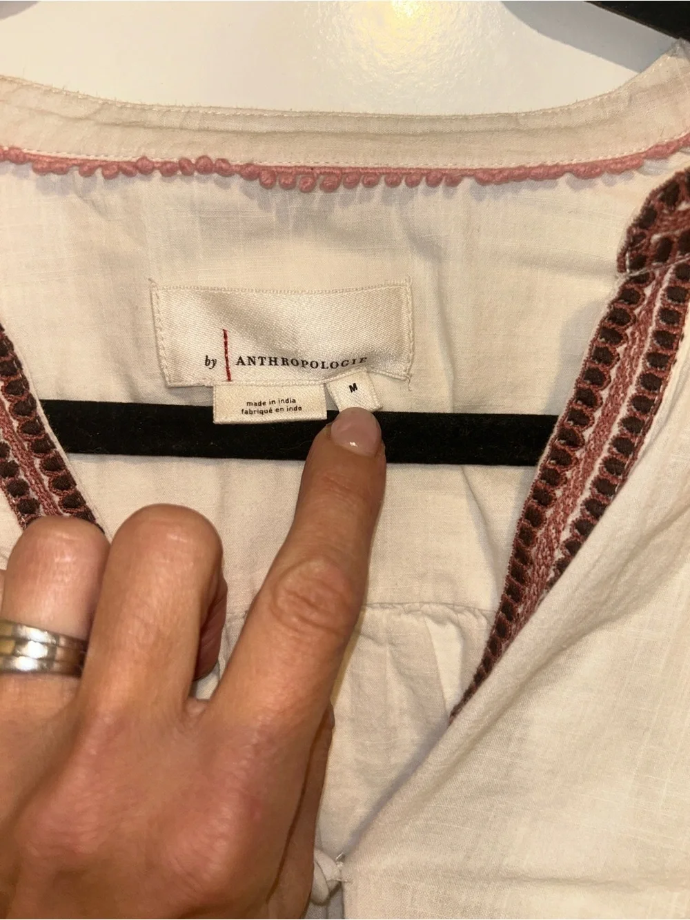 Anthropologie Embroidered Floral Sleeve Boho Blouse Floral Size Medium